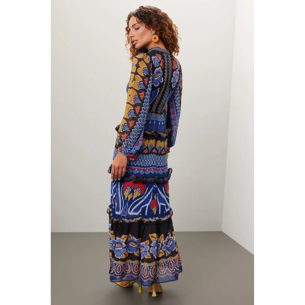 FARM Rio Blue Multi-Color Printed Maxi Dress - Picture 10 of 16